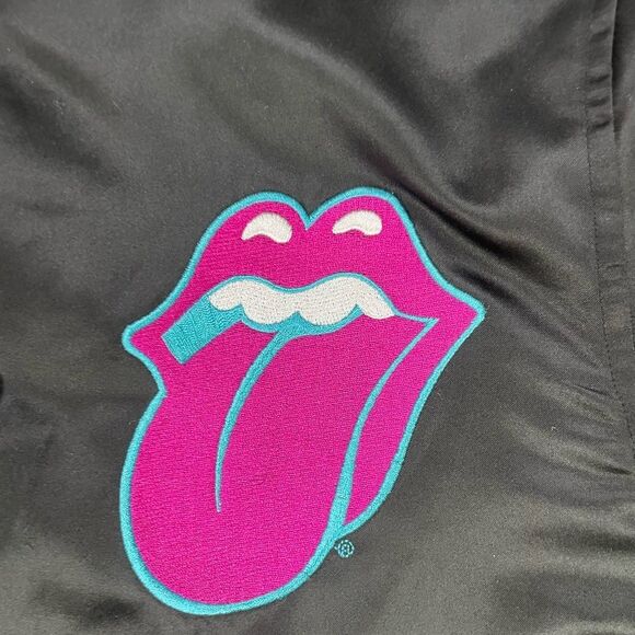 The Rolling Stones Exhibitionism Satin Bomber Jacket Women Small Black Musicc - Picture 4 of 6